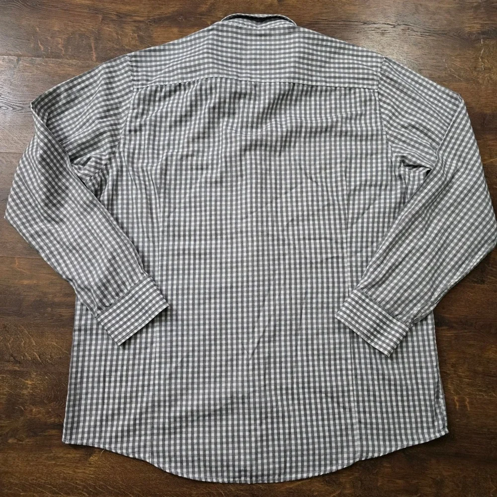 Antigua Mens XL ASU Sun Devils Gingham Button Down Shirt Grey White Long Sleeve